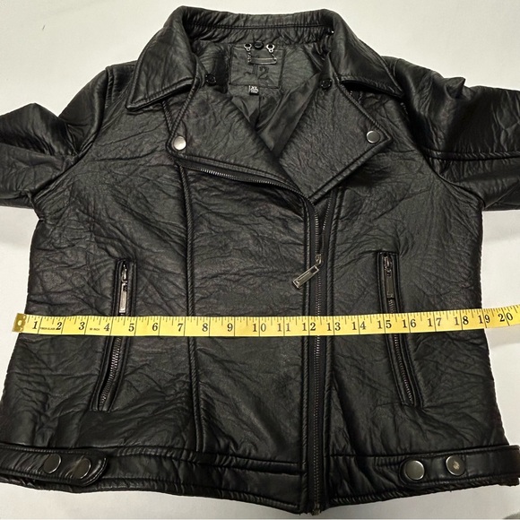 J2 Jou Jou Women Leather Moto Biker Jacket Sz XL Zip Cropped Vegan Black Grunge - Picture 10 of 13